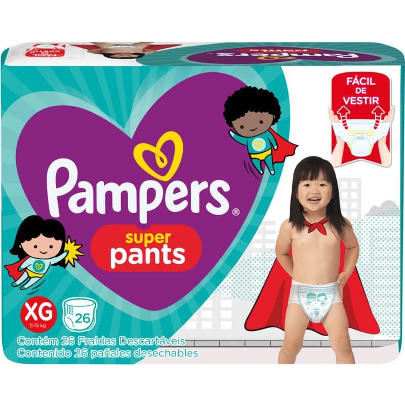 Fralda Descartável Super Pants Pampers XG Pacote com 26 Unidades