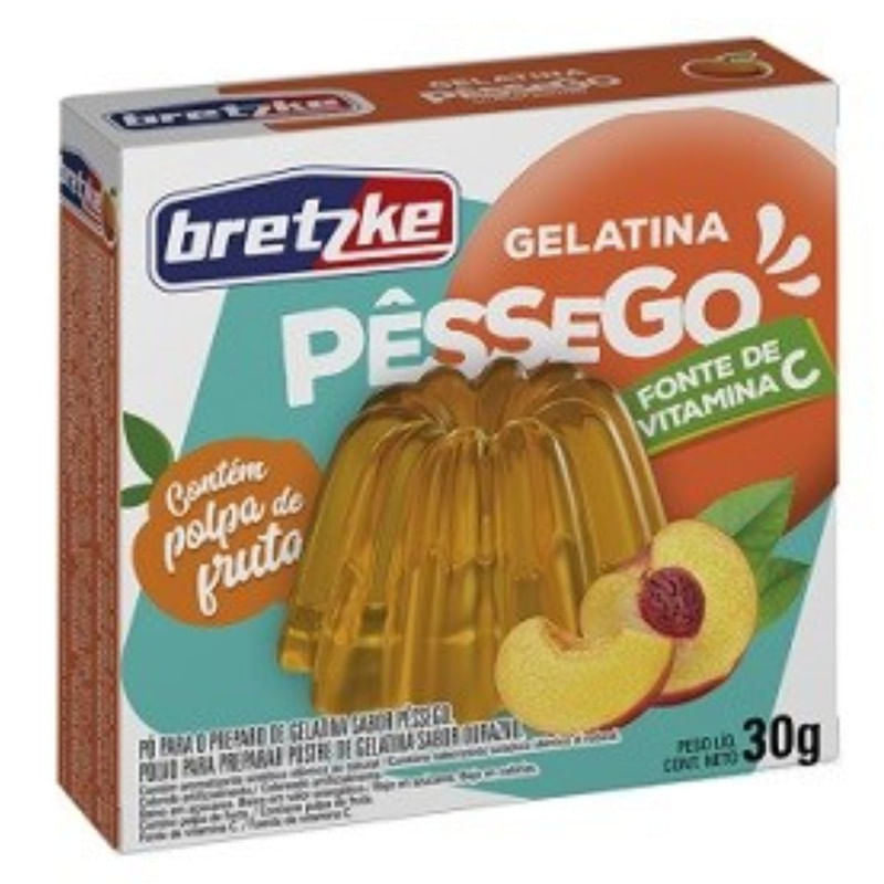 Gelatina em Pó Pêssego Bretzke Caixa 30g