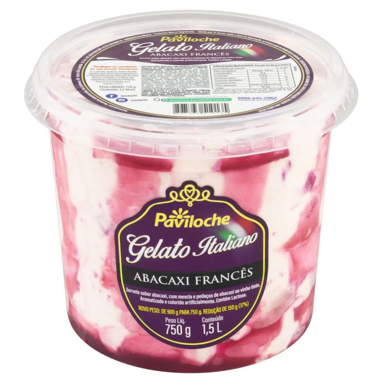 Gelato Italiano Abacaxi Paviloche Pote 1,5 Litros