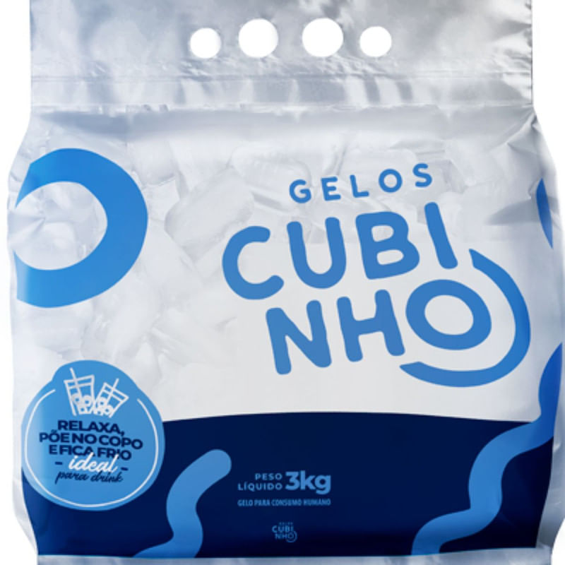 Gelo em Cubos Cubinho Pacote 3Kg