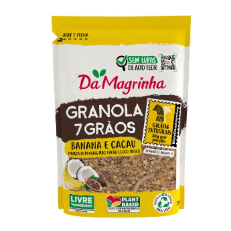 Granola Integral 7 Grãos Banana E Cacau Da Magrinha 250g