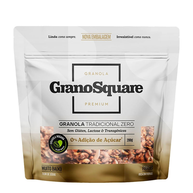 Granola Tradicional Zero Açucar Vegana Grano Square 200g