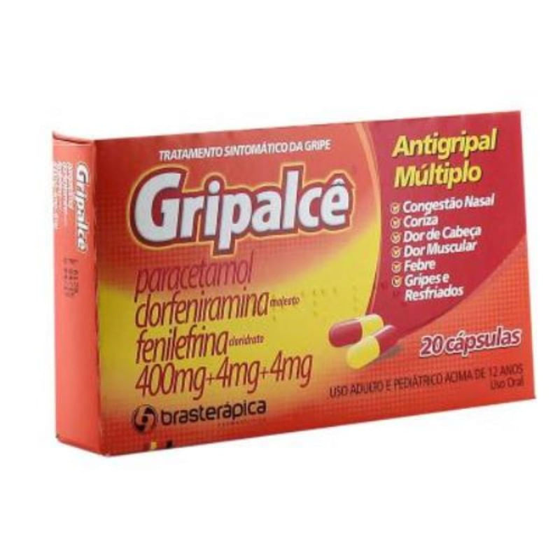 Gripalce 400mg + 4mg + 4mg Com 20 Cápsulas