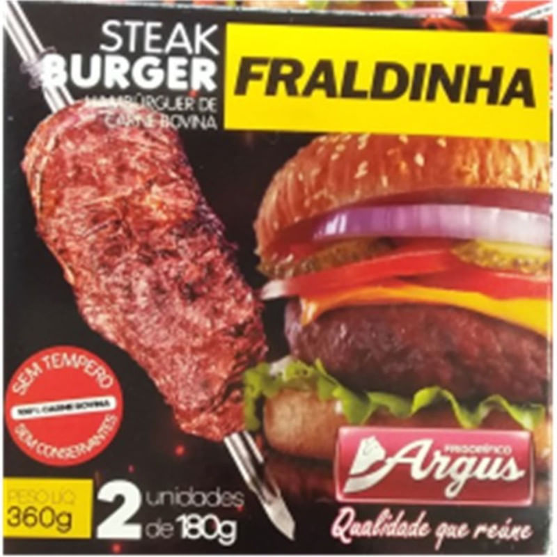 Hambúrguer de Fraldinha Congelada Argus Caixa com 2 Unidades 360g