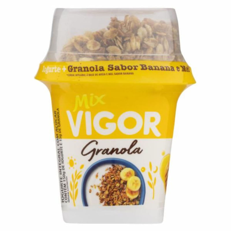 Iogurte Granola Sabor Banana e Mel Mix Vigor Viv Pote 140g