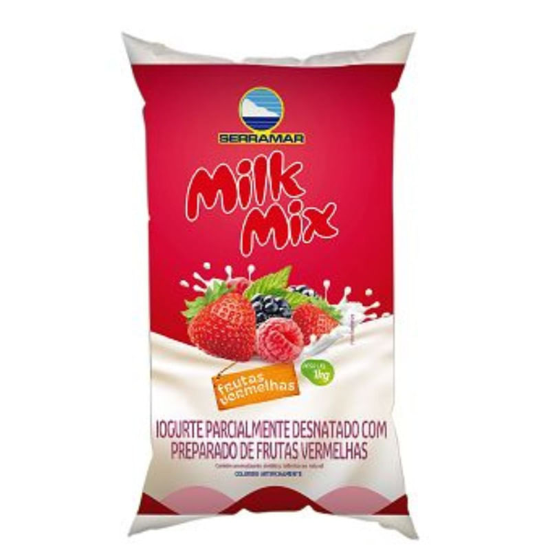 Iogurte Líquido Frutas Vermelhas Milk Mix Serramar Saco 1 Litro