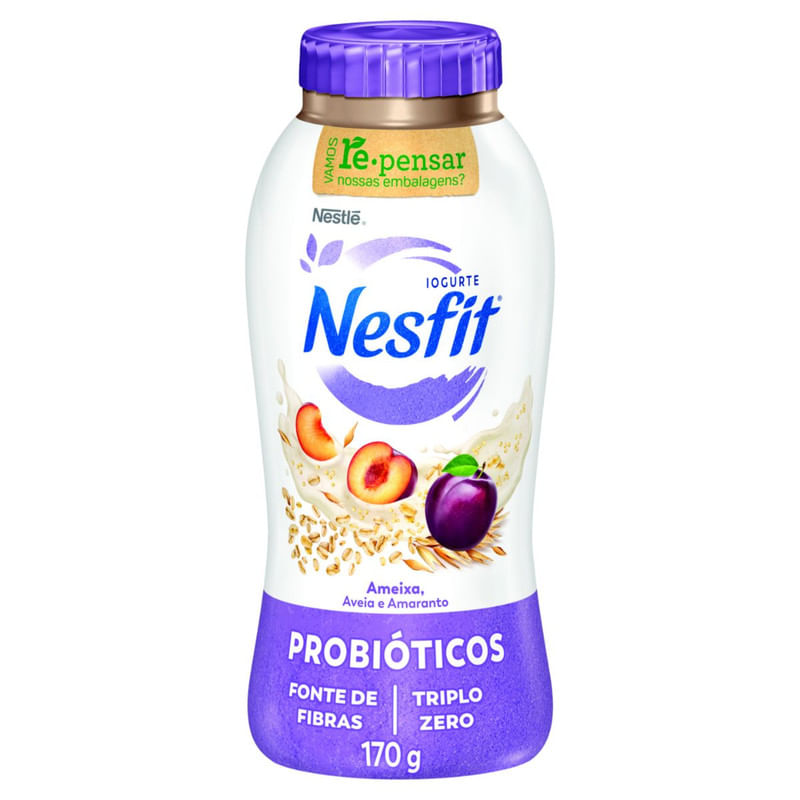 Iogurte Liquido Nesfit Ameixa Aveia Amaranto Zero Lactose Frasco 170g