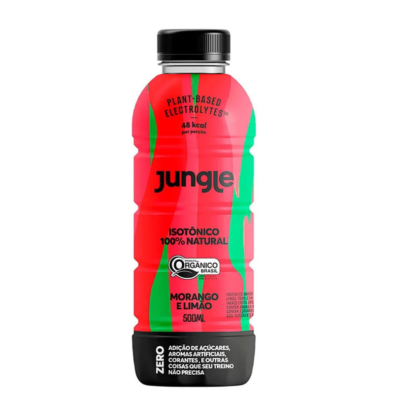 Isotônico Jungle 100% Natural sabor Morango e Limão com 500 ml