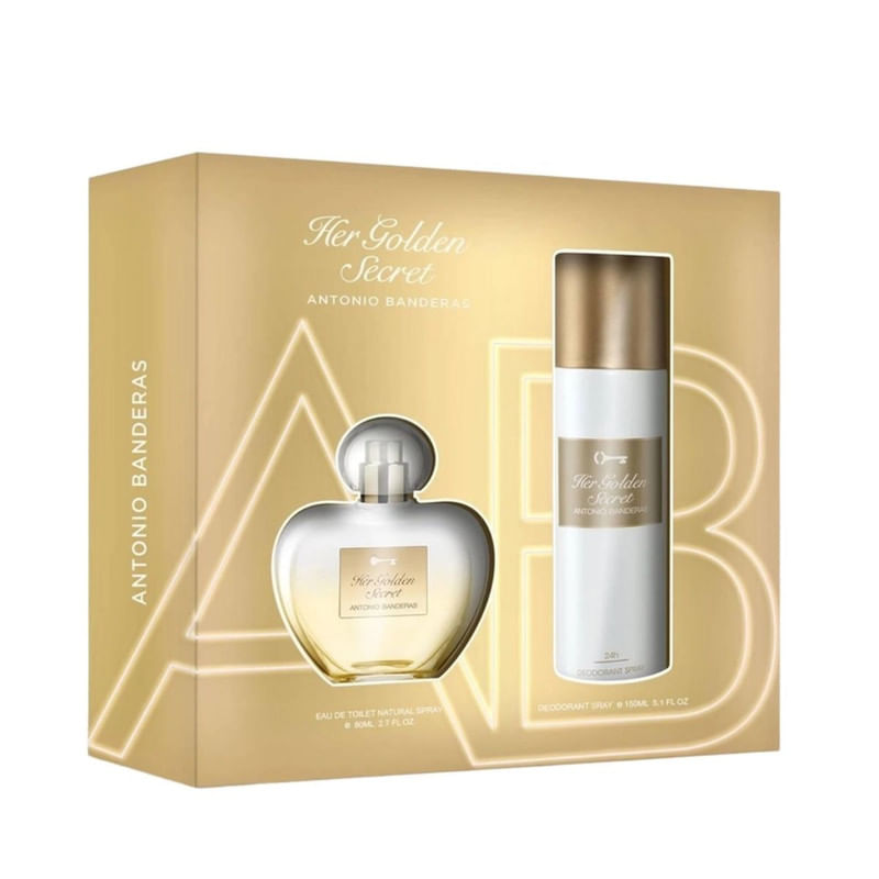 Kit Antonio Banderas Com Perfume Her Golden Secret Edt 80ml + Deo 150ml