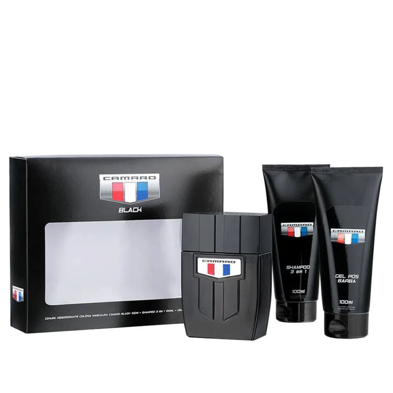 Kit Camaro Black Com Deo Cologne + Shampoo + Post Shave 100ml Cada