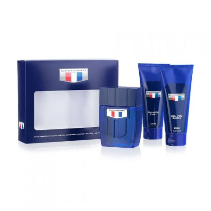 Kit Camaro Blue Com Colônia + Gel Pós Barba + Shampoo 100ml Cada