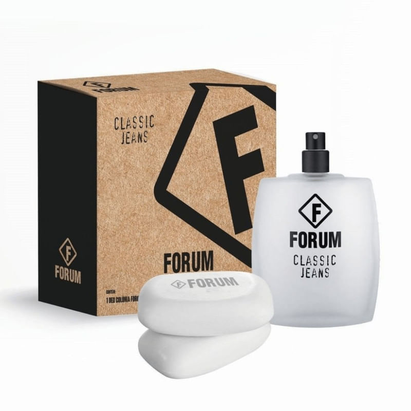 Kit Forum Classic Jeans Com Perfume Deo Colonia 100ml + 2 Sabonetes de 90g