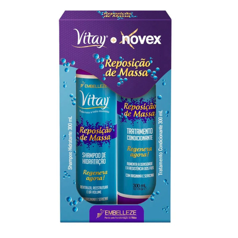 Kit Shampoo + Condicionador Reposição de Massa Vitay Novex Com 300ml Cada