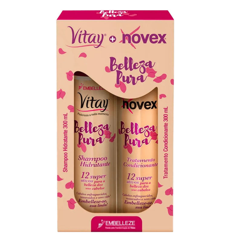 Kit Shampoo e Condicionador Beleza Pura Vitay + Novex 300ml