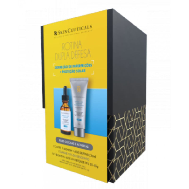 Kit Skinceuticals Blemish + Sérum Facial Age Defense 30 ml e Protetor Solar Facial Age UV Defense FPS 50 com 40 g