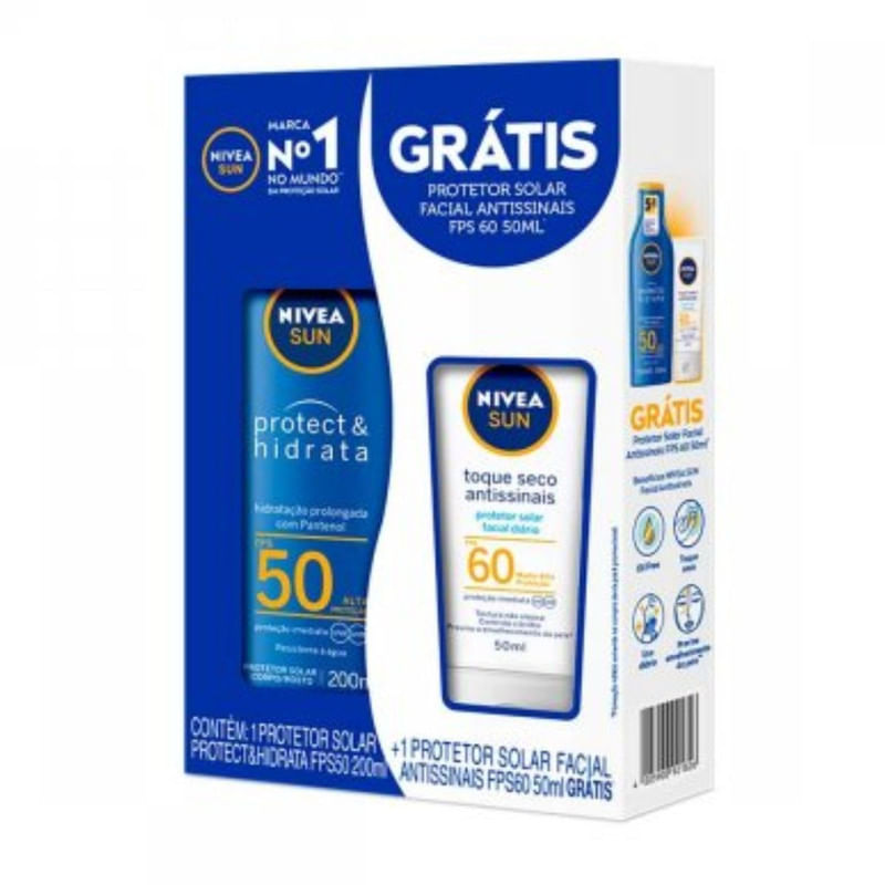 Kit Sun Protetor Solar FPS50 Com 200ml + Protetor Facial FPS60 Com 50ml Nivea