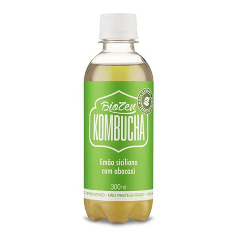 Kombucha Biozen Limão Siciliano com Abacaxi Garrafa 300ml