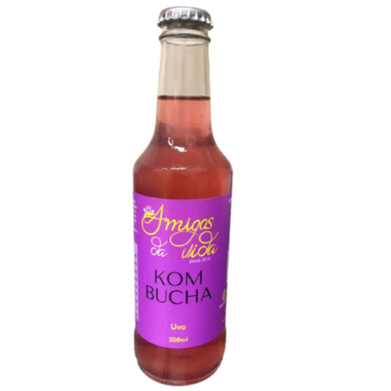 Kombucha Uva Amigos da Vida Garrafa 300ml