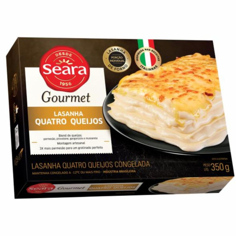 Lasanha Congelada Quatro Queijos Seara Gourmet 350g