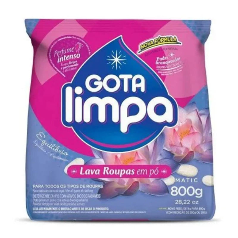 Lava Roupas Em Pó Equilibrio Gota Limpa Com 800g