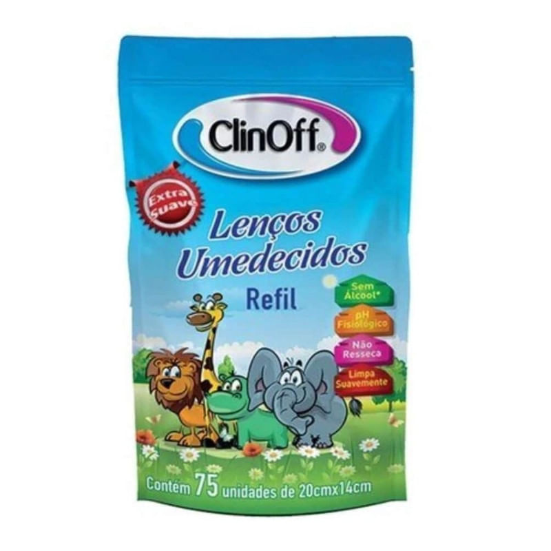 Lenço Umedecido Extra Suave Clinoff 75 Unidades