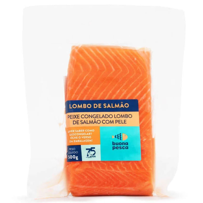 Lombo de Salmão Congelada Buona Pesca Pacote 500g