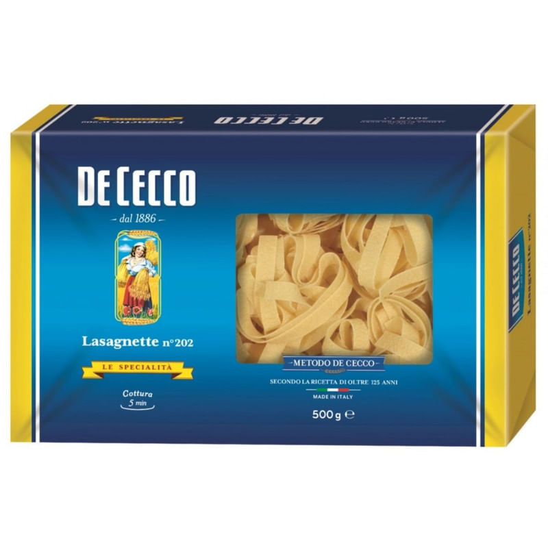 Macarrão Italiano Lasagnette De Cecco Pacote 500g