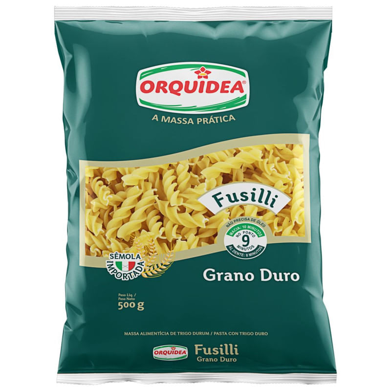 Macarrão de Sêmola Grano Duro Fusilli Orquídea Pacote 500g