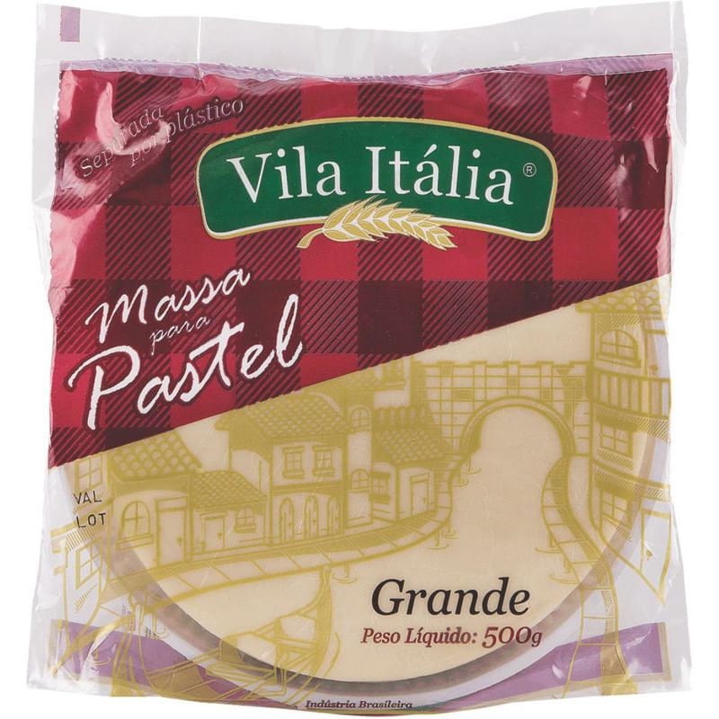 Massa Fresca Grande para Pastel Vila Itália Pacote 500g