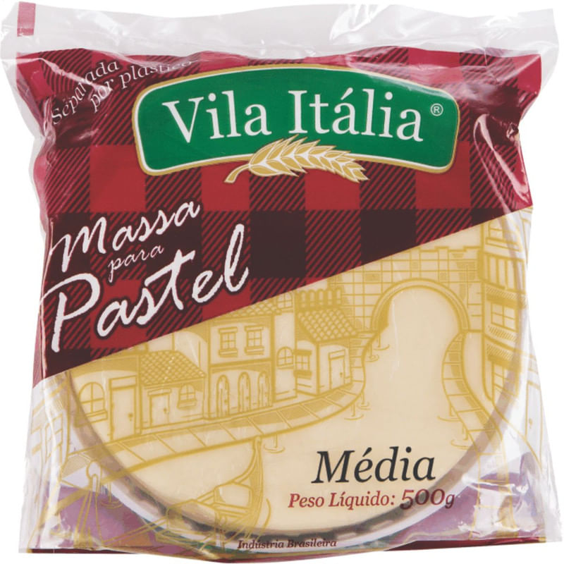 Massa Fresca Média para Pastel Vila Itália Pacote 500g