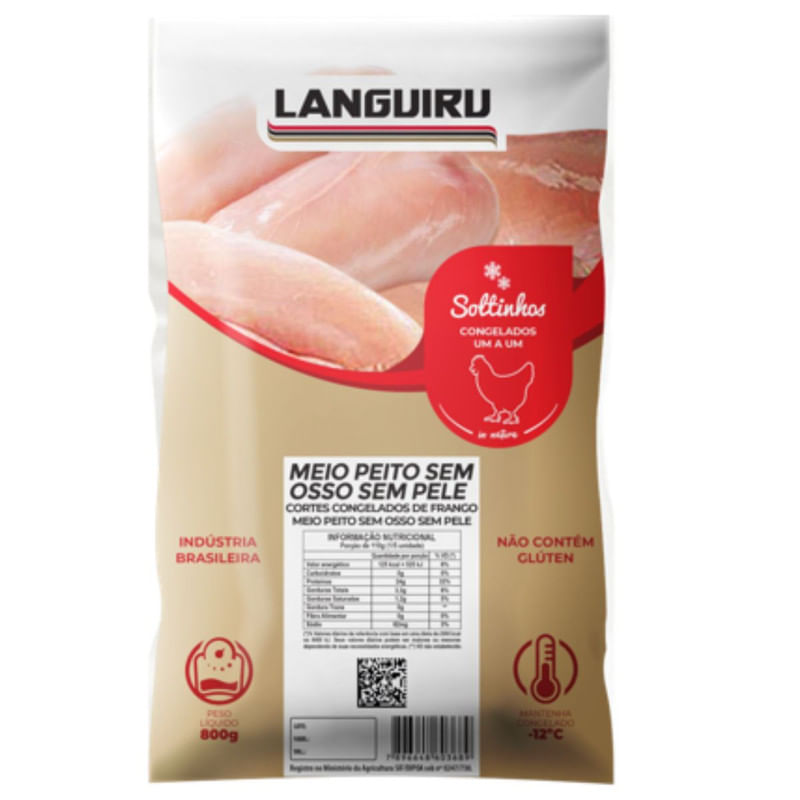 Meio Peito de Frango Sem Osso Languiru 800g