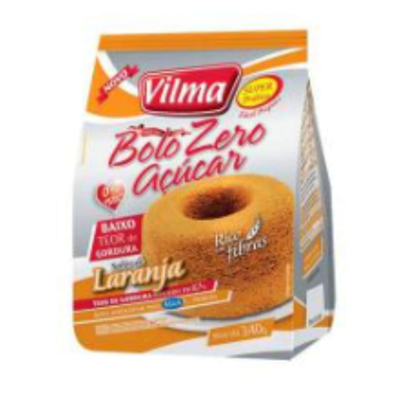 Mistura Para Bolo Zero Açúcar Sabor Laranja Vilma 340g