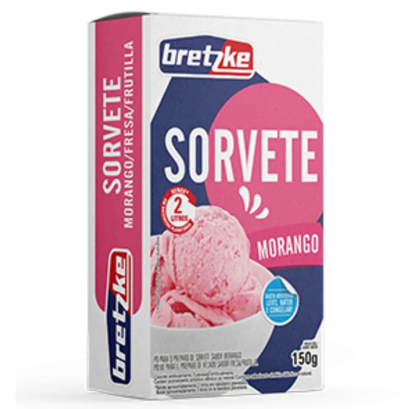 Mistura para Sorvete de Morango Bretzke Caixa 150g