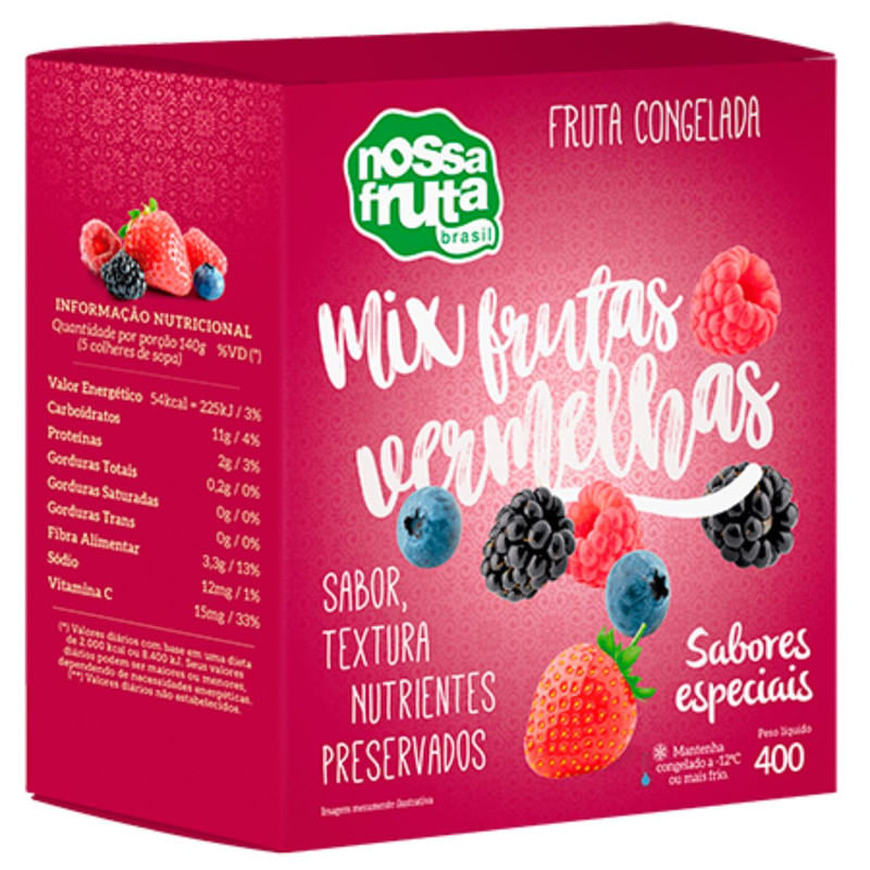 Mix Frutas Vermelhas Congelada Nossa Fruta Caixa 400g