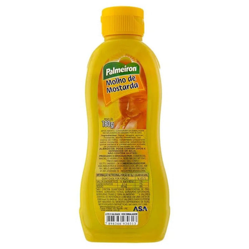 Molho de Mostarda Palmeiron Squeeze 180g