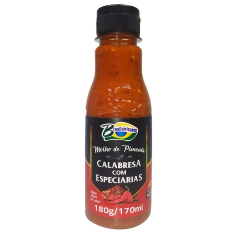 Molho de Pimenta Calabresa com Especiarias Brasileiríssimo Frasco 170ml