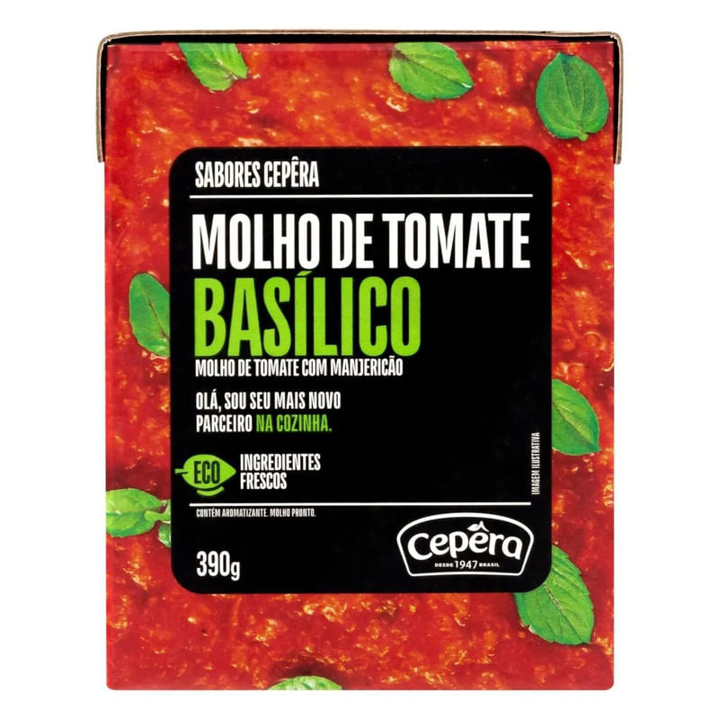 Molho de Tomate Basílico Cepêra Caixa 390g