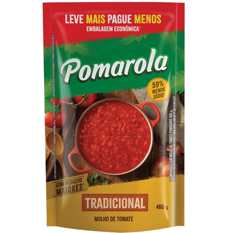 Molho de Tomate Tradicional Pomarola Sachê 460g