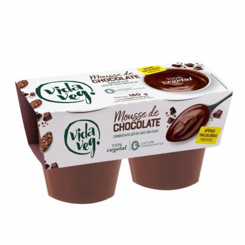 Mousse de Chocolate Zero Lactose VidaVeg Com 200g