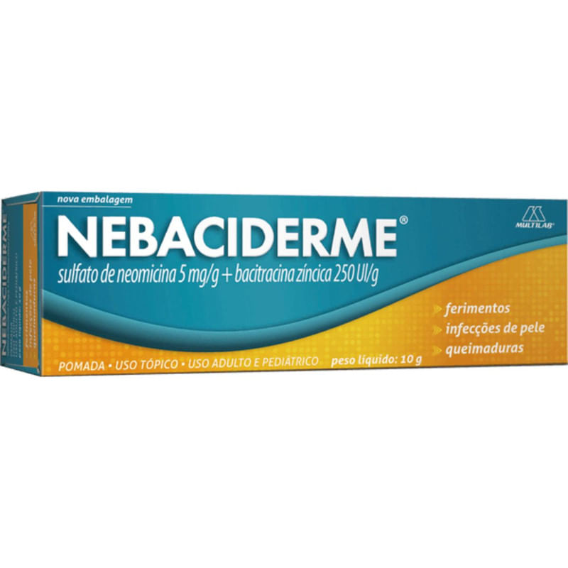 Nebaciderme 5mg/g + 250UI/g com 1 Pomada de 10 g