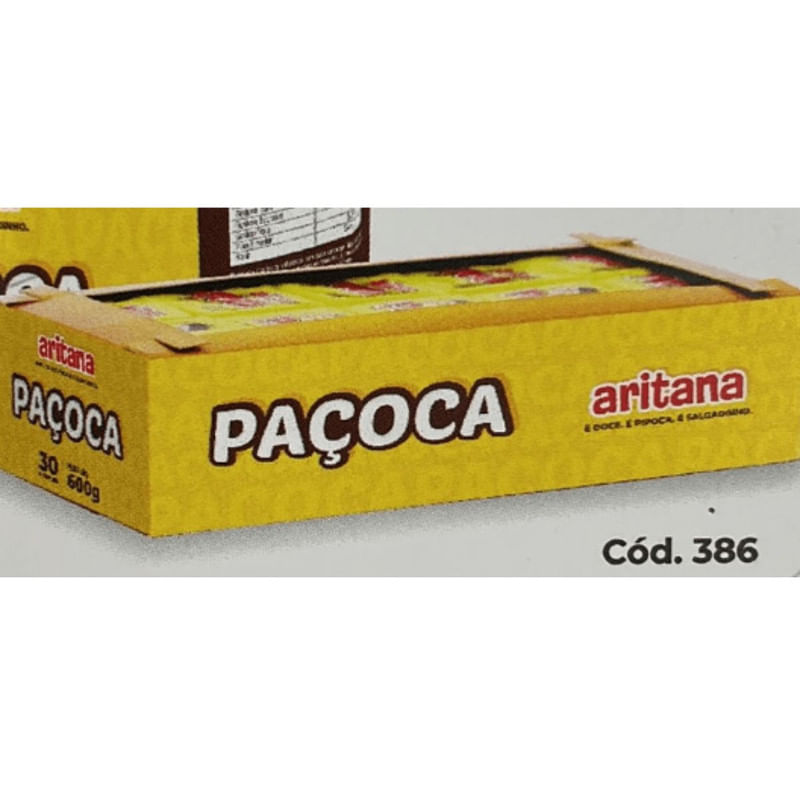 Paçoca de Amendoim Quadrada Aritana Caixa com 30 Unidades 600g