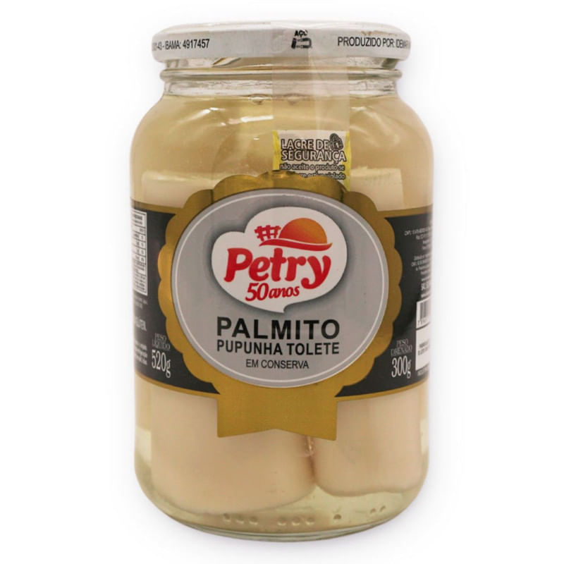 Palmito Pupunha Tolete Petry Vidro 300g