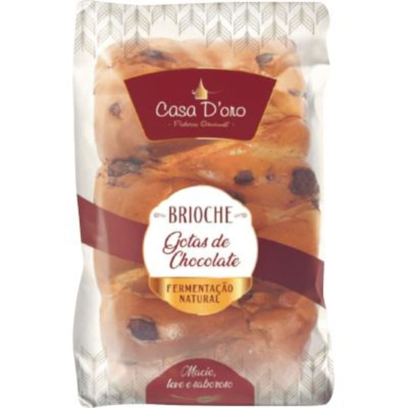 Pão Brioche Gotas de Chocolate Family Casa D&apos;oro Pacote 300g