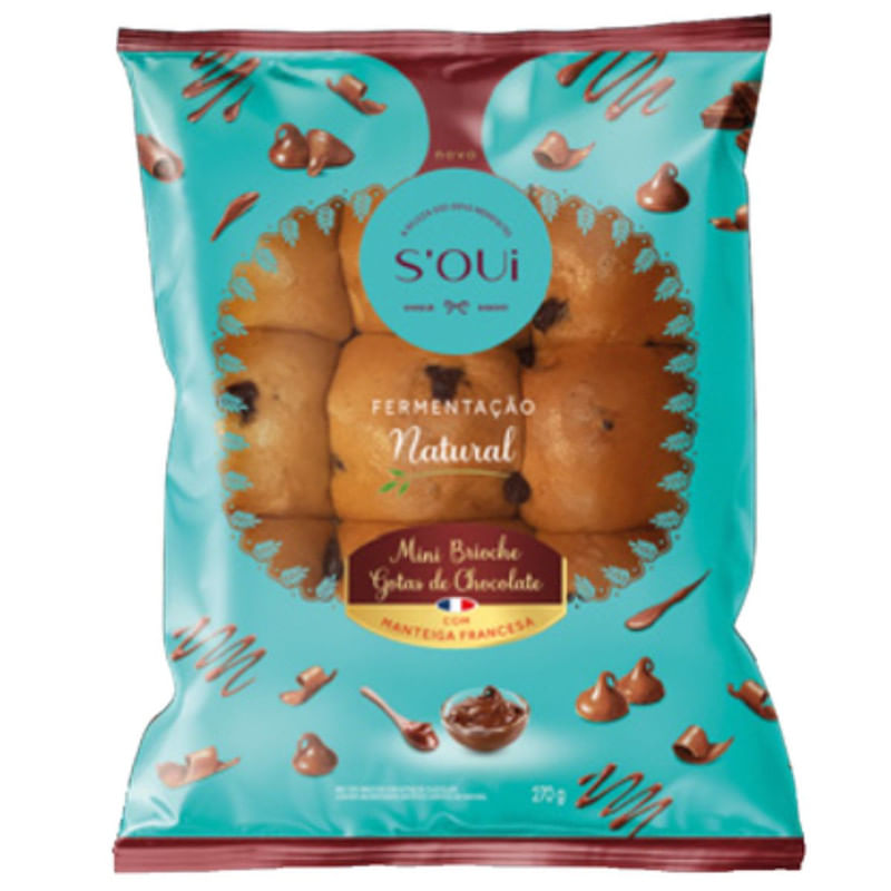 Pão Brioche Gotas de Chocolate Kids S&apos;oui Pacote 270g