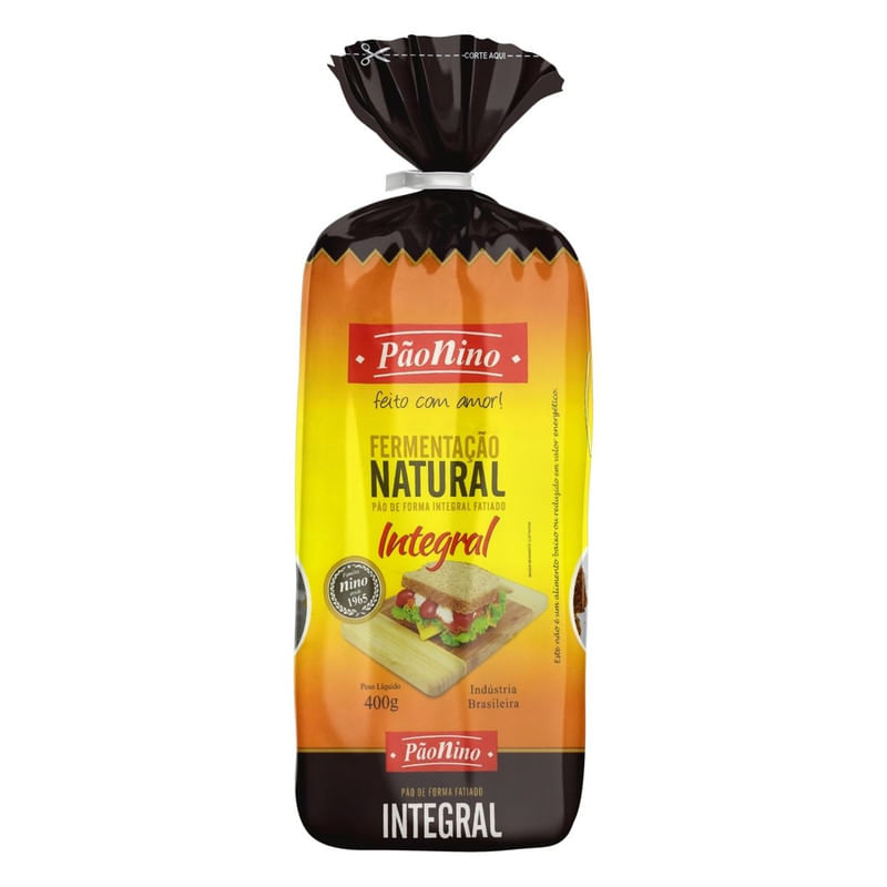 Pão de Forma Integral Pão Nino Pacote 400g