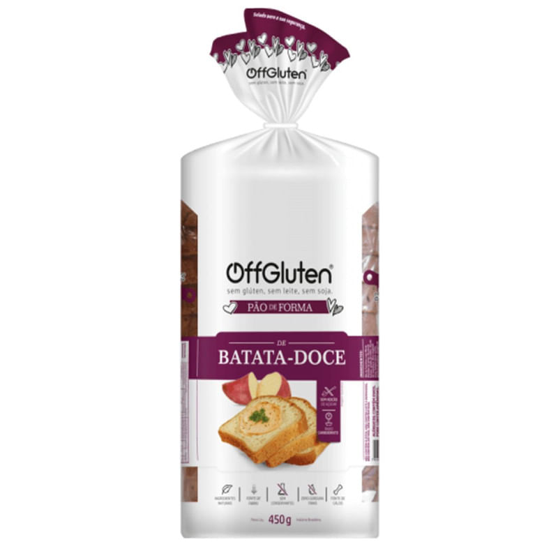 Pão de Forma de Batata Doce e Fibras Off Glúten Pacote 450g