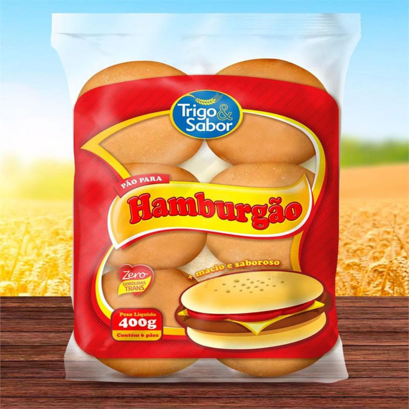 Pão de Hamburgão Trigo &amp; Sabor 400g