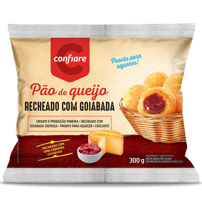 Pão de Queijo Recheado com Goiaba Confiare Pacote 300g