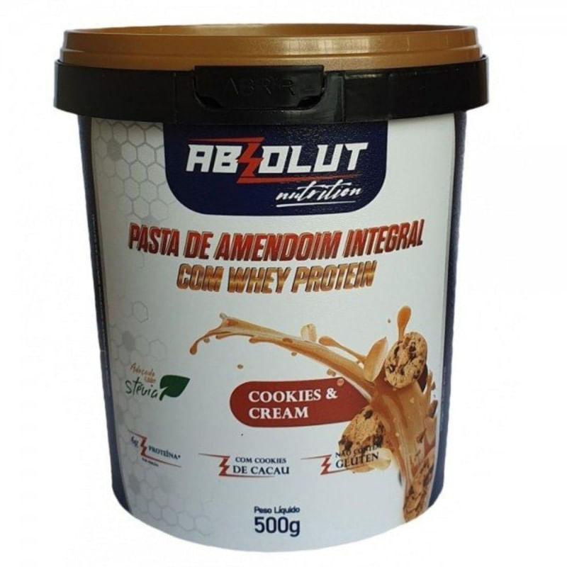 Pasta de Amendoim Integral Sabor Cookies e Cream Absolut Nutrition 500g