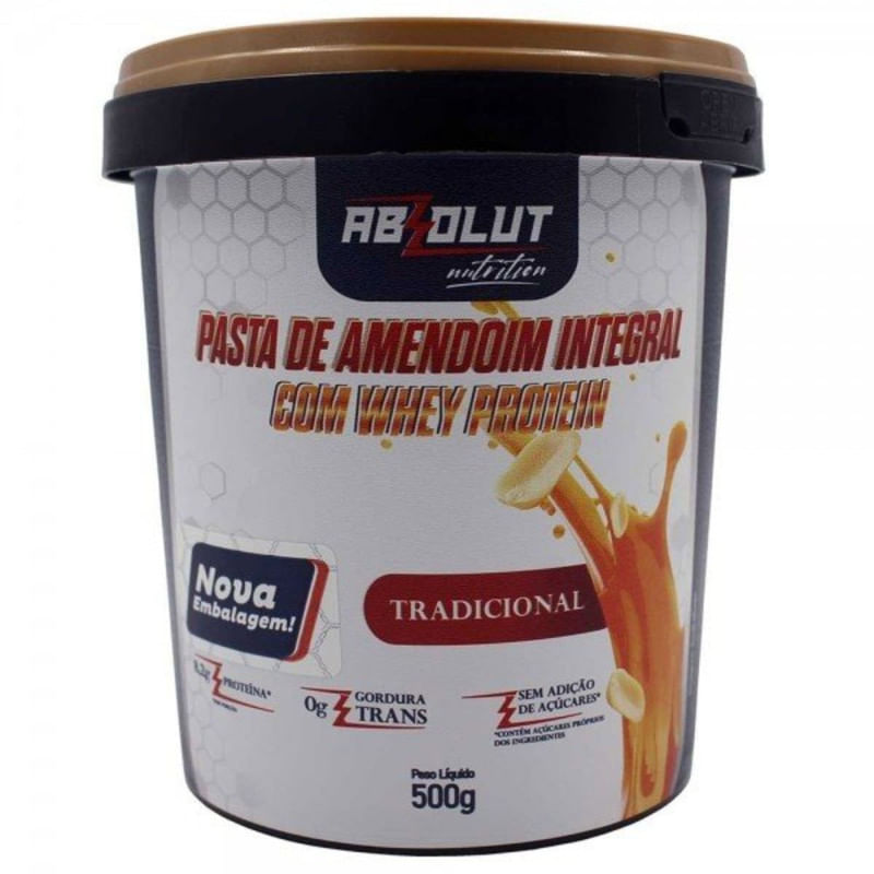 Pasta de Amendoim Integral Sabor Tradicional Absolut Nutrition 500g